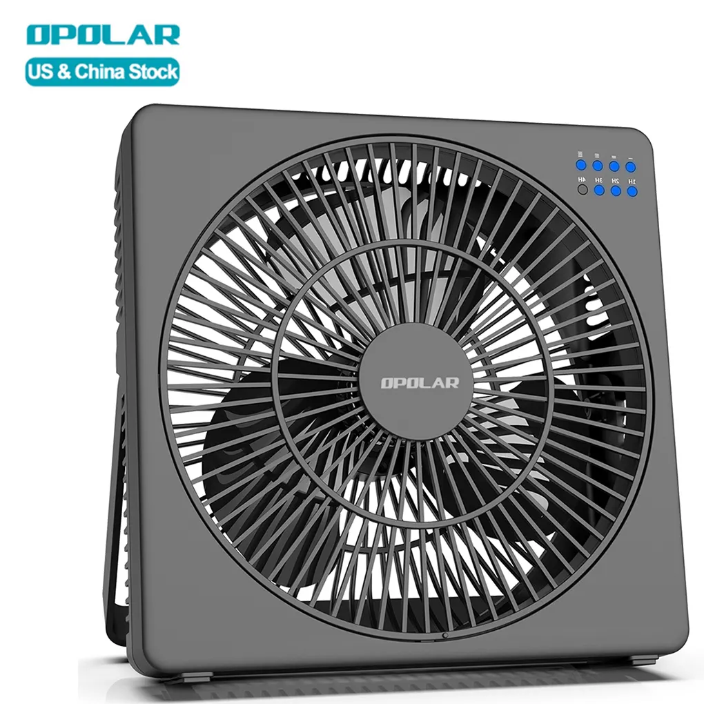 OPOLAR 8 Inch Personal Small Desktop Box Fan with Timer USB Powered Electric Mini Desk Fan Portable Air Cooling Stand Table Fans