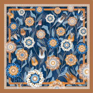 Vintage Boho Folk Floral Geometric Pattern <b>Scarf</b> 70*70cm Polyester Satin <b>Square</b> Neck <b>Scarves</b> for Women Styling - Product Image 1