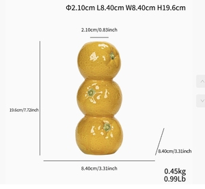 Mini jarrón floral pequeño con forma de fruta hecho a mano personalizado con limones Italia siciliano limón cítricos sandía naranja jarrón de cerámica - Product Image 3