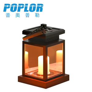 Lanterne solaire Poplor, lumière LED en forme de bougie, décoration de jardin extérieure, résistante à l'eau, lampe suspendue portable - Product Image 1