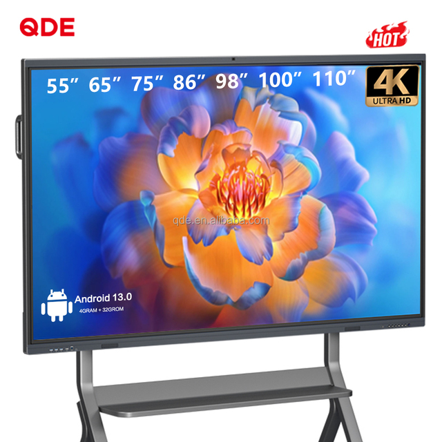 QDE 65 75 86 98-inch 4K Smart Interactive Whiteboard Wifi Interactives Flat Panel with Touch Screen for Teaching  Conference