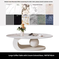 Table basse ovale moderne décorative avec plateau en verre et structure en fer, table d'appoint pour petit salon, mobilier de maison