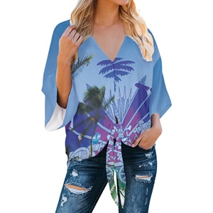 Haitianische Druck-Blusen für Damen in Übergröße 2026 – Luxuriöse Freizeit-Sommer-Tops mit Blumenmuster, Vintage-Modeelementen und individuellem Logo auf der Vorderseite - Product Image 4