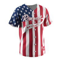 Maillot de baseball respirant de qualité supérieure à motif de drapeau américain Uniformes d'équipe personnalisés avec tissu à séchage rapide pour le jeu et l'entraînement