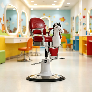 Poltrona da Barbiere per Bambini con Seduta in Pelle - Sedia Elevabile Commerciale per Salone di Bellezza e Taglio Capelli - Product Image 6