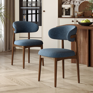 Wood Frame Upholstered Dining <b>Chair</b> Ergonomic Curved Backrest Side <b>Chair</b> Breathable Fabric Leisure Dining <b>Chair</b> for Home - Product Image 1