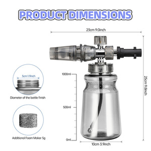 Cañón de espuma para nieve, pistola de lavado de coches de <span class=keywords><strong>Metal</strong></span> de alta calidad con botella, resistente a ácidos y álcalis, duraderos, múltiples modos de espuma - Product Image 4