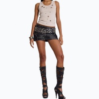 Débardeur en jersey tricoté pour femme, mode estivale, en coton écologique respirant, sans manches, avec œillets métalliques et logo frontal