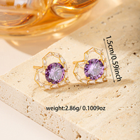 Boucles d'oreilles clous en forme de cœur dorées étincelantes et éblouissantes, serties de rubis rouges et de cristaux taille baguette, bijoux fantaisie pour femme, cadeau