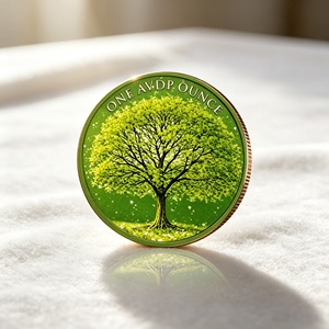 Pièce de monnaie de défi personnalisée en cuivre pur de 1 oz, motif 2D Arbre de Vie et feuille d'érable, pour collection sur la nature et cadeau décoratif - Product Image 3