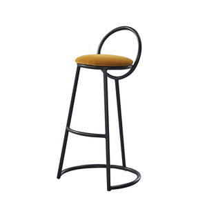 Modern Industrial Multi Color Wood Bar Chair Velvet Fabric Stool with Curve Backrest for Home <b>Kitchen</b> & Dining - Product Image 6