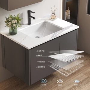 ตู้ห้องน้ำอะลูมิเนียมลายรังผึ้งพร้อมอ่างล้างหน้าเซรามิกแบบรวมในตัว - Product Image 5