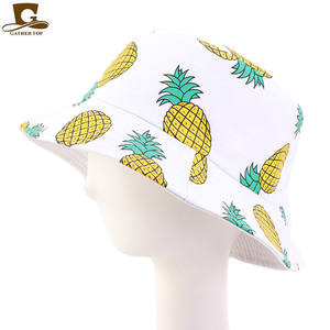 Buena calidad Juding 2020 la nueva mujer Primavera Verano al aire libre Sunbonnet Banana piña estampado <span class=keywords><strong>maceta</strong></span> plegable algodón pescador sombrero - Product Image 6