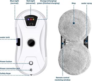 Fully Automatic Robot Window <b>Cleaner</b> 5600pa Suction Smart Water <b>Spray</b> 750mah Battery for All Smooth Glass Surfaces W15s Window - Product Image 5