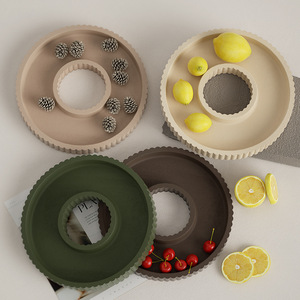 Besafe décoration d'intérieur dépouillé creux grand plateau rond plaque ciment plâtre silicone résine époxy coulée plateau <span class=keywords><strong>de</strong></span> rangement moule - Product Image 4