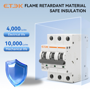 Disjoncteur miniature ETEK 6kA 1-63A 230V Courbe C 3P avec protection contre les surcharges/surtensions IEC60898-1 CE ISO9001 Rail ETM1-63H - Product Image 6
