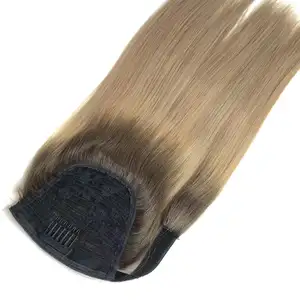 Beste Kwaliteit Natuurlijk Menselijk Haar Paardenstaart Met Clips Hair Extensions Rauw Maagdelijk Russisch Haar Aangepaste Kleur Trekkoord Paardenstaart