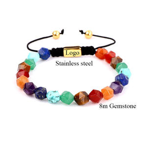 उच्च गुणवत्ता वाले बहुमुखी रंगीन रत्न 7 चक्र ऊर्जा प्राकृतिक पत्थर महिलाओं के लिए मैक्रेम ब्रैसलेट - Product Image 6