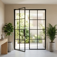Porte en verre à cadre en acier fin sur mesure pour usine, système de cloisonnement intérieur en verre