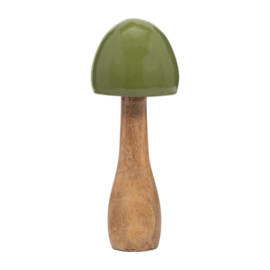 Scultura a forma di fungo in legno di mango con cappuccio in ceramica verde, ornamento decorativo per la casa, per soggiorno, ufficio, bagno. - Product Image 2