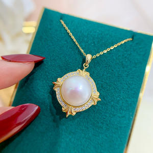 Colgante de Plata S925, Soporte Vacío para Collar, Precioso Colgante para Perlas de 12-14 mm, Accesorios para Perlas DIY, Dijes para Perlas, Modelo - Product Image 3