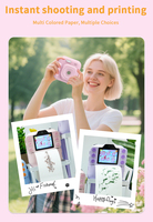 Appareil photo pour enfants de Noël, cadeau selfie, impression instantanée, Full HD, portable, écran IPS 2,4'', batterie 1300 mAh, prise en charge de la carte SD intégrée