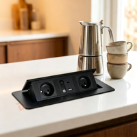 Prise de courant électrique de table avec câble rétractable et ports USB A+C, double alimentation FR pour mobilier de bureau