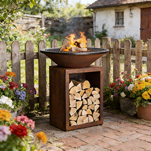 Braciere BBQ in Acciaio Corten, <span class=keywords><strong>Griglia</strong></span> a Legna Resistente <span class=keywords><strong>per</strong></span> Esterni, Caminetto Rustico <span class=keywords><strong>per</strong></span> Cortile e Patio, Vendita Diretta dalla Fabbrica - Product Image 3