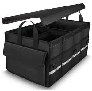Car Trunk Organizer With Foldable Lid Collapsible Cargo Portable Travel Toy Accessories SUV Car Storage Organizer