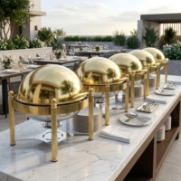 Ensemble de réchauds de luxe à couvercle roulant, chauffe-plats commerciaux en acier inoxydable pour buffet avec supports à combustible, équipement de restauration