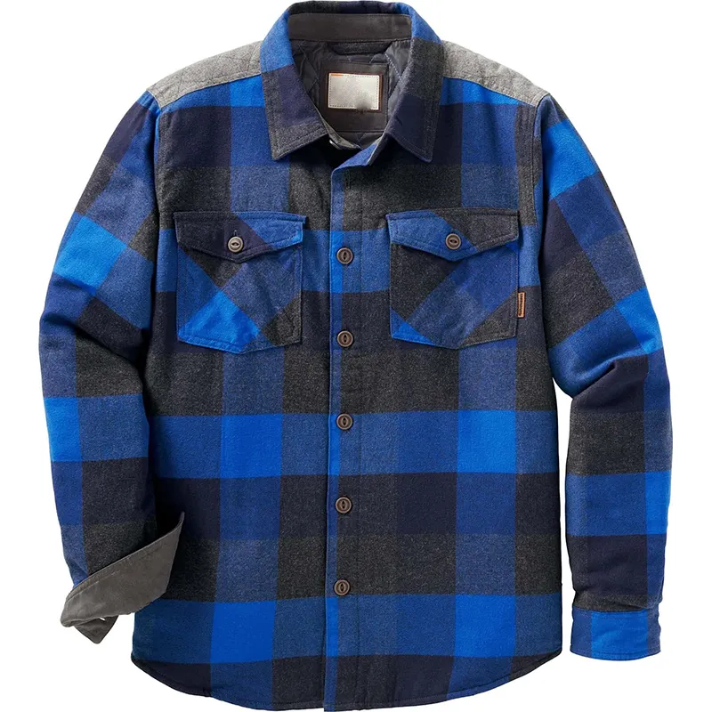 Men's Woodsman Heavyweight Quilted Shirt Jacket Men Thermal Quilted Lined Flannel Shirts Jackets