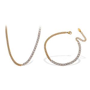 Collier en zircon complet de style européen et américain, chaîne en or minimaliste, chaîne de clavicule pour femme, usage quotidien, directement de l'usine de Dongguan - Product Image 5