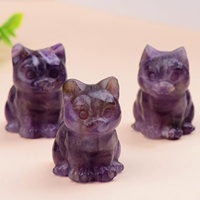 Statue de chat en améthyste, cristal, guérison, protection spirituelle, artisanale, porte-bonheur, décoration d'intérieur, cadeau