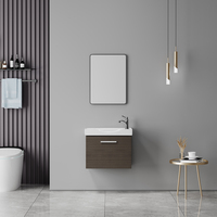 Kabinet Kamar Mandi PVC Lapisan Pernis Tahan Air Modern Dilengkapi Cermin Berbingkai Keramik Terpasang di Dinding Berlapis Emas