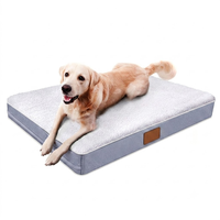 Orthopädisches Hundebett mit Eierkarton-Schaumstoffmatratze, Wasserdichte Lammfell-Hundematte, Waschbares Leathaire-Kissen für Große Hunde