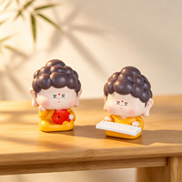 Figurine en résine de Bouddha de dessin animé mignon, aimant de réfrigérateur multi-usage, ornement de voiture, jouet de collection, décoration de bureau et de maison, salon
