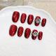 Ongles press-on faits main, couleur unie, effet œil de chat, courts, en acrylique, pour usage quotidien