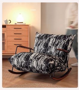 Fauteuil à bascule moderne de luxe en métal, style rétro zen, pour hôtel, balcon, chambre, canapé individuel mobile et relaxant - Product Image 1