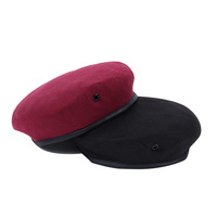 Boina de Piel Sintética Ceremonial al por Mayor, Boina Francesa con Orificio de Ventilación, Tamaño Ajustable, Gorra de Entrenamiento Oficial para Piloto de Seguridad