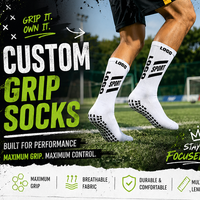 Chaussettes de football personnalisées pour hommes, respirantes, confortables, antidérapantes, avec logo, chaussettes de football avec grip personnalisé, fond en tissu éponge