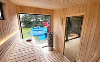 Kabin Sauna Luar Ruangan Modern untuk 6 Orang dengan Pemanas Kayu Cedar Merah Solid & Perapian Batu - Ramah Lingkungan, Ukuran & Warna Dapat Disesuaikan