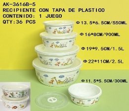 Recipientes Redondos de Plástico para Alimentos, 5 Piezas Apilables, Libres de BPA, con Diseño de Dibujos Animados, para Almacenar el Almuerzo - Product Image 3