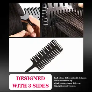 3 Sided Highlights Comb Weaving Sectioning Foiling Comb Styling Hair Dyeing Combs For Hair Coloring