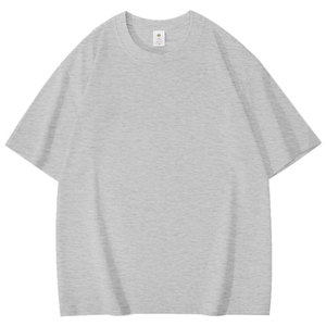 T-shirt vierge oversize en coton épais pour homme, gris uni, personnalisable avec logo, vente en gros, vêtements décontractés - Product Image 1