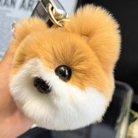 Porte-clés en peluche de fourrure de lapin Rex, pendentif pour sac à dos, boule de chiot, porte-clés de voiture en peluche douce, vente chaude