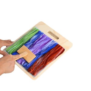 Wooden <b>Wool</b> Combing Brush Set With Adjustable Support For Spinning Fibers And Yarn Desktop <b>Craft</b> Tool Striped Pattern - Product Image 1