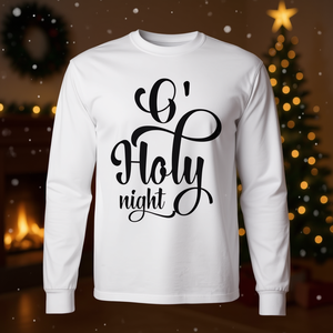 T-shirt chrétien à manches longues « O Sainte Nuit » avec inscription religieuse de Noël - Product Image 3