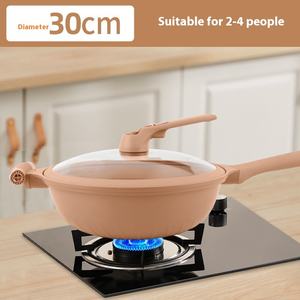 Poêle en céramique en pierre de Maifan, antiadhésive, micro-pression avec cuiseur vapeur, sans fumée, wok pour cadeaux, vente en gros - Product Image 6