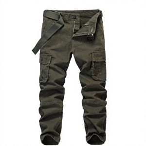 Pantalones Cargo de Lona para Hombre, Talla Grande, Cintura Media, Estilo Hip Hop, Multibolsillos, Corte Regular, Otoño, Tácticos, Impermeables - Product Image 3