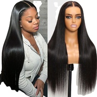 Perruque en cheveux humains naturels avec dentelle frontale complète, prête à porter, pré-coupée 13x6, transparente HD, sans colle, pour femmes